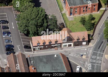 aerial view of Seeneys Pet Supplies, a Pet Care Store in Abingdon, Oxfordshire, UK Stock Photo