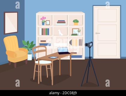 Studio for video recording flat color vector illustration Stock Vector