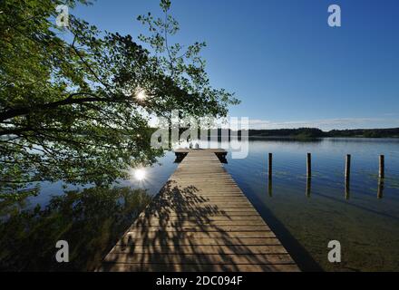 Hartsee, Evening atmosphere, EggstÃ¤tt, Chiemgau, Upper Bavaria, Germany Stock Photo