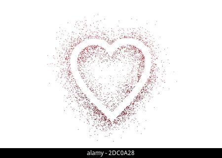Heart shape on red glitter isolated on white background Stock Photo