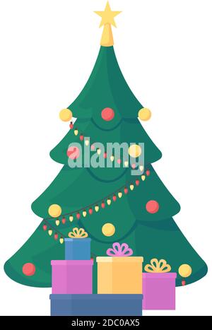 Christmas tree flat color vector object Stock Vector