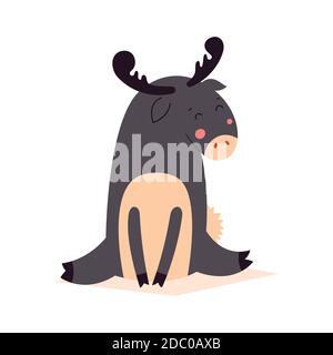 Cute elk. Vector illustration on white isolated background Stock Vector
