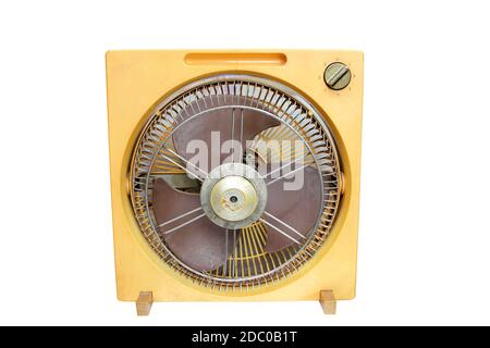 Stand fan isolated on white background antique electric cooling fan Stock Photo