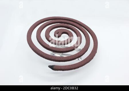 Mosquito repellent coil anti mosquito isolated on white background closeup Stock Photo