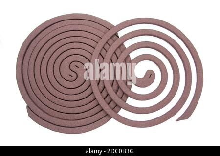 Mosquito repellent coil anti mosquito isolated on white background closeup Stock Photo