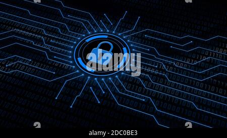 Digital security concept - concentric rings in center of data circuit ...