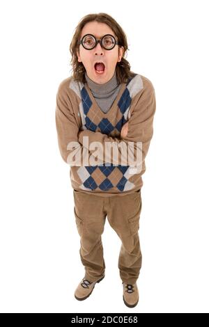 geek teacher full length, isolated Stock Photo