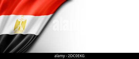 Egypt flag isolated on white. Horizontal panoramic banner. Stock Photo