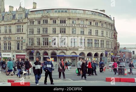 1997, Yorkshire Bank Building on High Street at Sheffield, Northern England, Uk Stock Photo