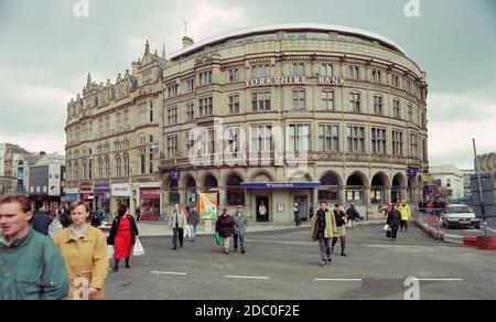 1997, Yorkshire Bank Building on High Street at Sheffield, Northern England, Uk Stock Photo