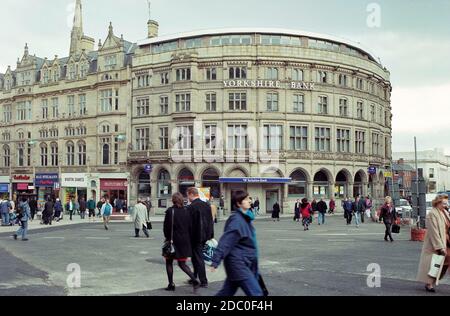 1997, Yorkshire Bank Building on High Street at Sheffield, Northern England, Uk Stock Photo