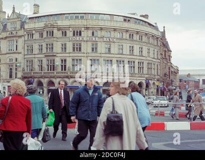 1997, Yorkshire Bank Building on High Street at Sheffield, Northern England, Uk Stock Photo