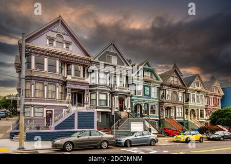 Painted Ladies victorian houses, Haight-Ashbury, San Francisco, California, USA Stock Photo
