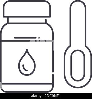 Cough syrup icon, linear isolated illustration, thin line vector, web design sign, outline concept symbol with editable stroke on white background. Stock Vector