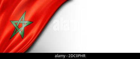 Morocco flag isolated on white. Horizontal panoramic banner. Stock Photo