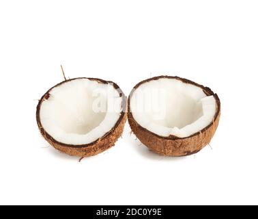 half ripe coconut isolated on white background, close up Stock Photo
