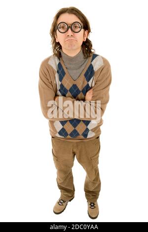 geek silly teacher full length, isolated Stock Photo