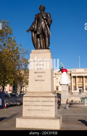 General Sir Charles James Napier by George Cannon Adams in Trafalgar Square, Westminster, London, UK. On a plinth in front of The End Stock Photo