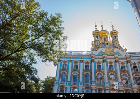 Catherine palace, August 28, 2019: a stunning of Catherine palace and gardens, the summer residence of the Russian tsars, located in Pushkin, south of Stock Photo