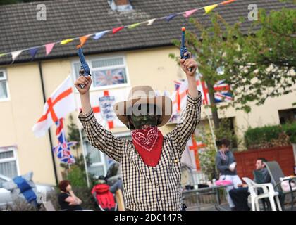 Royal Wedding Street party in Upper Road, Madeley, Telford. Stock Photo