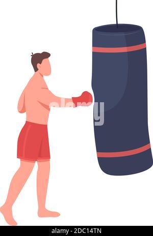 Professional boxer flat color vector faceless character Stock Vector
