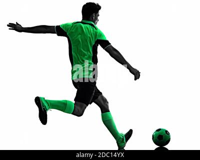 African man soccer player celebrating victory silhouette Stock