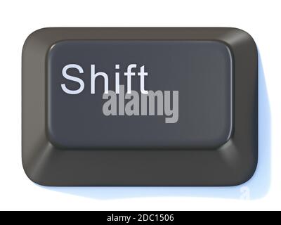 Black computer keyboard SHIFT key 3D render illustration isolated on white background Stock Photo