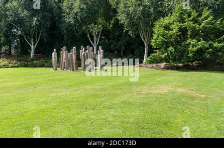 Council of Elders sculpture by Michael Dennis, Van Dusen Botanical Garden, Vancouver, BC, Canada Stock Photo