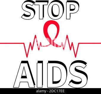 Red awareness ribbon. Stop HIV, World AIDS Day. Stock Vector