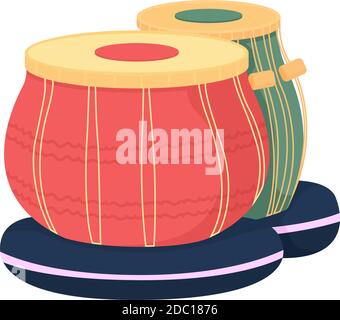 Tabla drums flat color vector object Stock Vector