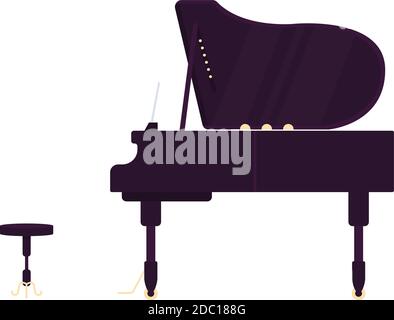 Grand black piano flat color vector object Stock Vector