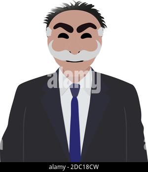 Businessman in a suit with anonymous mask on a white background.Portrait of computer hacker in hoodie and mask. Anonymous vector concept. EPS 10 Stock Vector