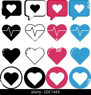 Vector Set of medical icons vector for web design and mobile. Abstract heart vector icons, arrow in heart, love and heartbeat EPS 10 Stock Vector