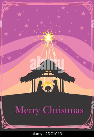 Birth of Jesus in Bethlehem - abstract, artistic card Stock Photo