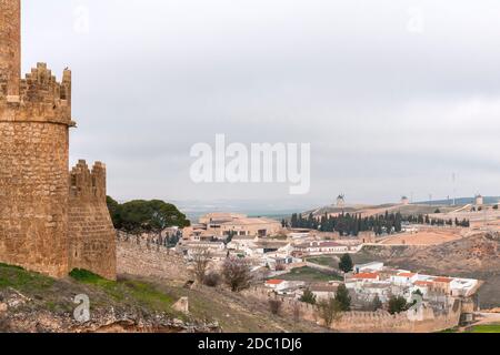 Belmonte desde su castillo. Provincia de Cuenca. Castilla la Mancha. España. Conjunto histórico artístico. Stock Photo