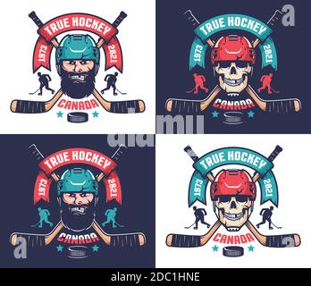 Hockey club emblem in vintage style Stock Vector