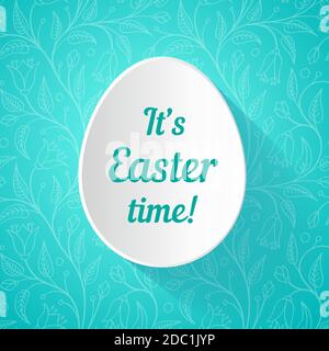 Easter card - white paper cut egg on bright background. Abstract vector illustration. Stock Vector