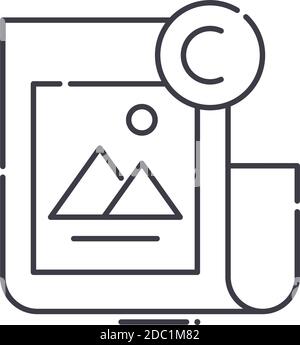 Copyright icon, linear isolated illustration, thin line vector, web design sign, outline concept symbol with editable stroke on white background. Stock Vector