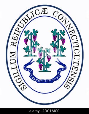 The seal of the USA state of Connecticut over a white background Stock Photo