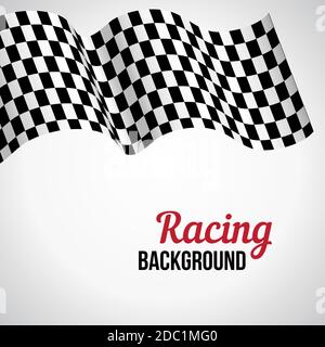 Background with black and white checkered racing flag. Vector illustration. Stock Vector