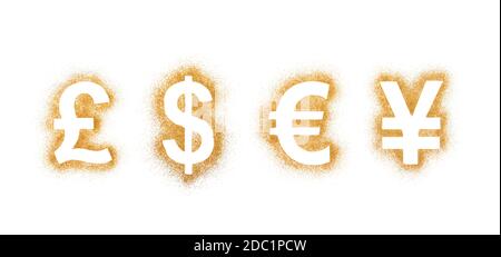 Golden currency symbols made of glitter Stock Photo