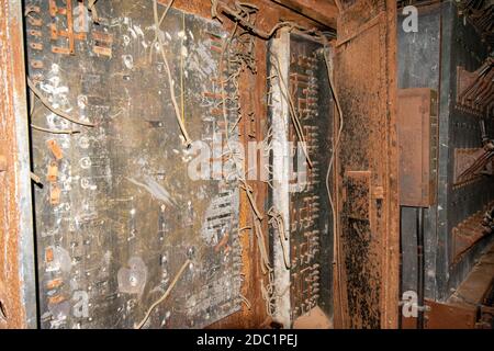 An Old and Rusty Control Board on a Stage in an Abandoned Theatre Stock Photo