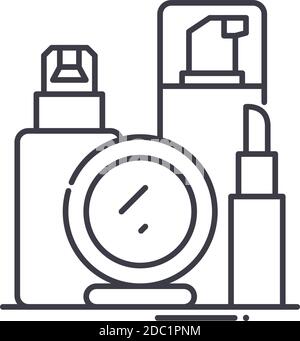Cosmetics business icon, linear isolated illustration, thin line vector, web design sign, outline concept symbol with editable stroke on white Stock Vector