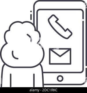 Contacts icon, linear isolated illustration, thin line vector, web design sign, outline concept symbol with editable stroke on white background. Stock Vector