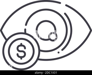 Cost per impression icon, linear isolated illustration, thin line vector, web design sign, outline concept symbol with editable stroke on white Stock Vector