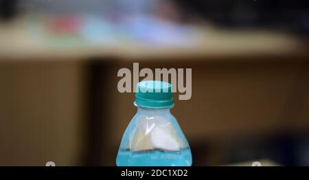 A water bottle in close-up shoot Stock Photo