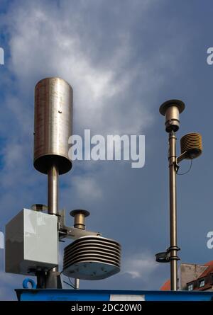 Instrument for measuring air pollution, pollutant emission and fine dust Stock Photo
