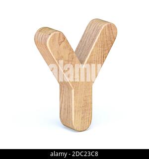 Rounded wooden font Letter Y 3D render illustration isolated on white background Stock Photo