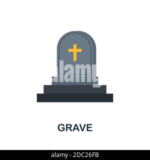 Grave icon. Simple element from halloween collection. Creative Grave icon for web design, templates, infographics and more Stock Vector