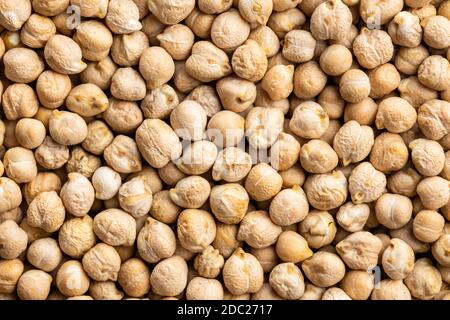 Food texture. Dried chickpeas. Top view. Stock Photo